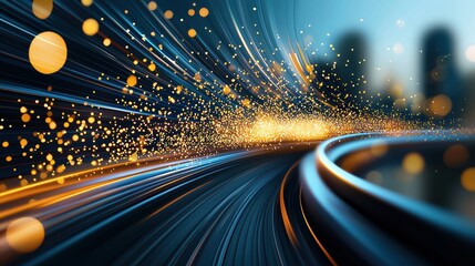 Wall Mural - a vibrant abstract background with streaks of light, swirling patterns, and glowing particles, evoki