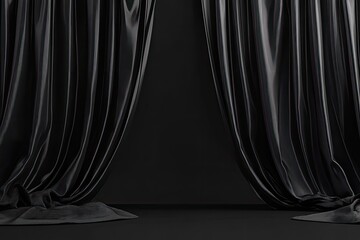 Wall Mural - Dark stage curtains backdrop, product display, empty space