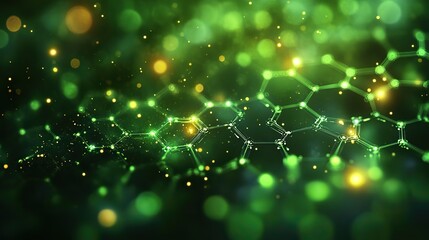 green hexagonal pattern on abstract background vector illustration of molecular structure and communication concept for science and technology