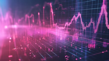 Leinwandbilder - Digital financial graphs and line charts overlaid on a futuristic background, representing data analysis and business growth trends.