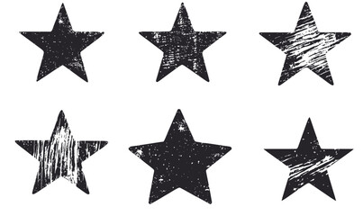 Wall Mural - hand-drawn grunge star icons set — minimalist vector for creative designs