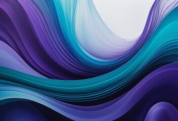 Aufkleber - Abstract Flowing Waves Design. Purple, Blue, Aquamarine Gradient Artwork. Dynamic Undulation Creates Depth. Tranquil, Creative, Mesmerizing Curves. Fluid Quality. Modern Art Inspiration.