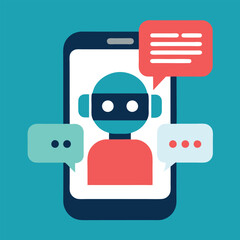 virtual assistant chat interface in flat design