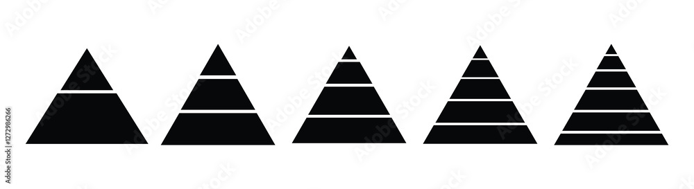 Triangular pyramid infographic vector icon set.Blue pyramid infographic ...