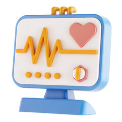 Leinwandbilder - HIIT Workouts 3D, 3D heart rate monitor with vibrant colors and playful design.