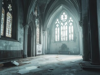 Wall Mural - Abandoned gothic church interior slung derelict forsaken outcast