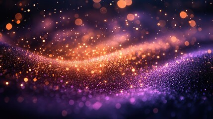 Wall Mural - new year celebration with gold and violet fireworks and bokeh effect abstract holiday background wit