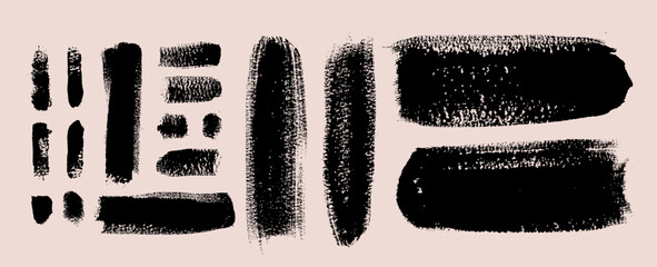 Wall Mural - rough texture grungy vector brush strokes. abstract shape dry ink lines set. distress effect texture