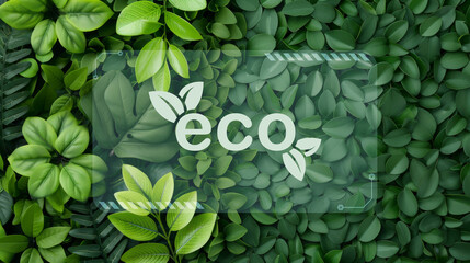 Wall Mural - Green leafy background with lush vibrant foliage, ideal for eco-friendly concepts, sustainability projects, and environmental themes, capturing the beauty of nature and organic growth.