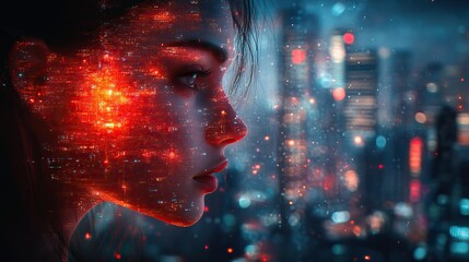 Wall Mural - person in the night digital art artwork cyber cyberpunk neon lights neon lights hd wallpaper highly 