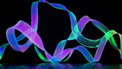 Leinwandbilder - Neon Ribbon Serenity Digital Connectivity Symphony