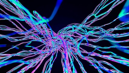 Leinwandbilder - Neon Ribbon Serenity Digital Connectivity Symphony