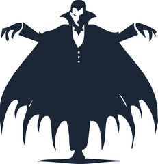 Wall Mural - Dracula silhouette vector, Halloween devil in black and white.