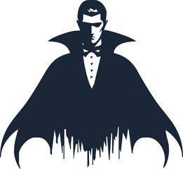 Wall Mural - Dracula silhouette vector, Halloween devil in black and white.