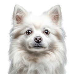 Wall Mural - Portrait of fluffy white dog isolated on transparent background 