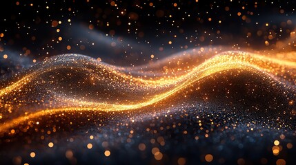 Wall Mural - shiny gold glitter swirl on png transparent background sparkling decorative element for elegant desi