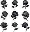 © HridoyAhmed - Rose Flower 9 icon Silhouette Vector Bundel,  Rose Flower Colourful Vector Bundel. Flower petal outline romantic valentine's day love bouquet decorative graphic design beauty vintage roses.