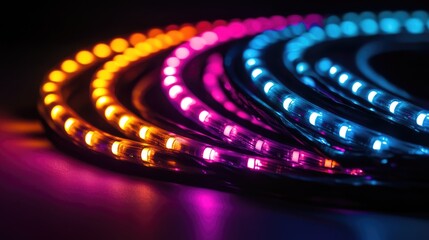 Poster - Bright and vibrant fiber optic cables with colorful light streaks, showcasing the rapid transmission of data in cutting-edge technology systems.