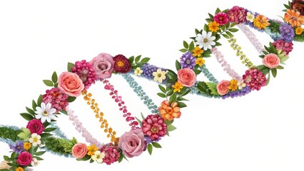 Sticker - Floral DNA Helix on a white background