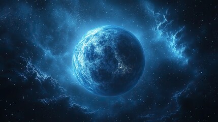 Wall Mural - stunning 3d rendering of a vibrant planet floating in outer space with detailed surface textures and