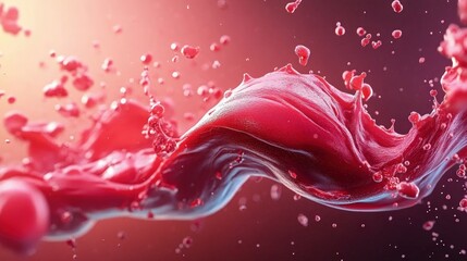 Poster - Vibrant Red Liquid Splash on a Dark Colorful Background