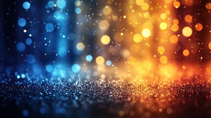 Poster - vibrant blue and yellow gradient bokeh effect a luminous backdrop for winter to spring transition