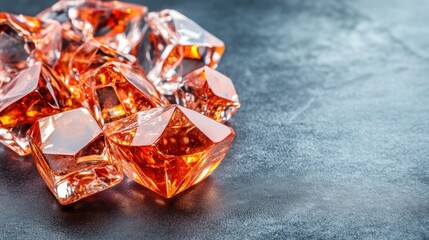 Aufkleber - Glimmering Orange Crystals on Dark Surface with Reflection Highlights