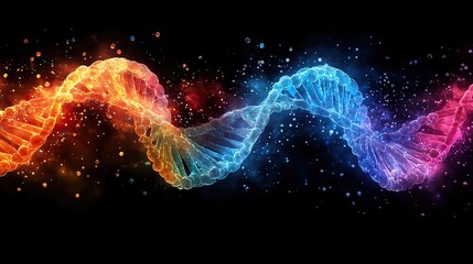 Wall Mural - vibrant dna double helix structure with intertwining nucleotides and molecular bonds illustrating ge
