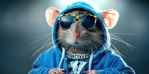 anthropomorphized rat dressed like urban gangster rapper