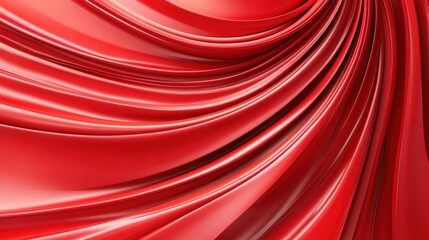 Poster - Smooth Red Satin Fabric Draped Elegantly in Beautiful Waves