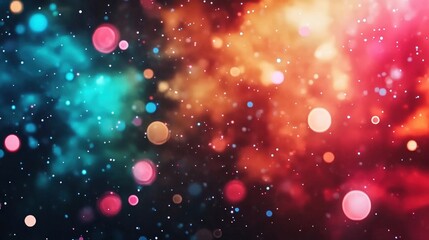 Poster - Vibrant Colorful Bokeh Background in Cosmic Style with Stars