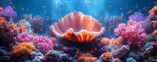 Wall Mural - Enchanting Underwater Coral Reef Teeming with Vibrant Marine Life