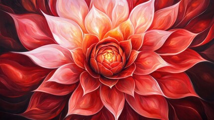 Aufkleber - Vibrant Abstract Flower Art with Shades of Red and Orange