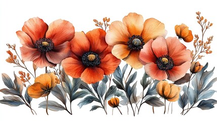 Wall Mural - watercolor flower png beautiful floral designs with transparent background