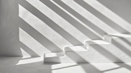 Poster - Light and Shadow Play on Steps in Minimalist White Space