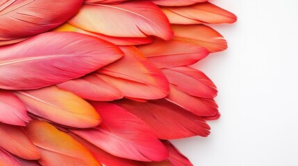 Aufkleber - Vibrant Red and Pink Feathers on a Bright White Background