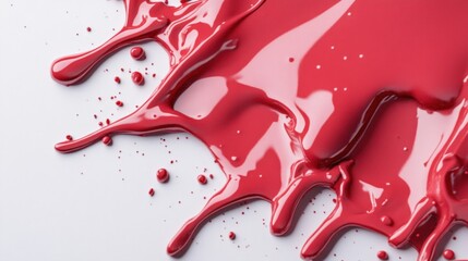 Aufkleber - Vibrant Red Paint Dripping on White Surface with Abstract Texture