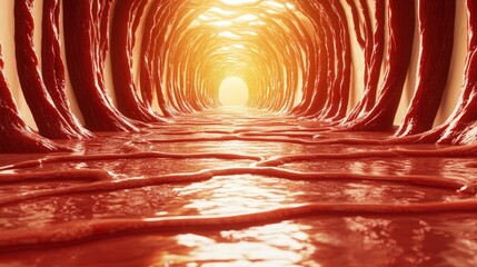 Aufkleber - Intricate Visualization of a Blood Vessel with Glowing Light Source