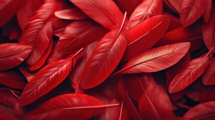 Poster - Vibrant Red Feathers Background for Textures and Patterns Use