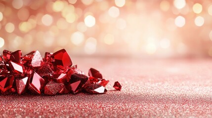 Aufkleber - Sparkling Red Crystals on a Glittering Background for Elegant Decor