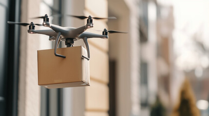 drone delivery of a package at a customer's doorstep