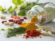 © AlgoVijo - Colorful Dietary Supplements Displayed on Wooden Surface