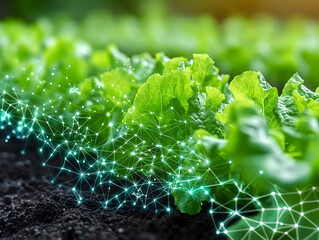 Poster - Growing lettuce with digital network overlay