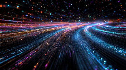 Wall Mural - a mesmerizing cyber data stream of numbers and codes, visualizing the flow of information in a futur