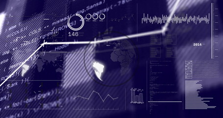 Wall Mural - image of digital data processing over screen