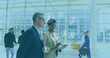 © vectorfusionart - Image of people icons over caucasian businesspeople networking