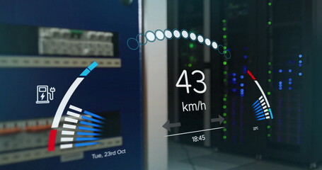 Wall Mural - image of car panel over server room