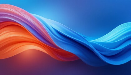 Aufkleber - Flowing Abstract Wave Design. Smooth Lines Create a Dynamic Pattern. Orange, Purple, and Blue Colors Blend Seamlessly. Gradient Background Enhances Depth. Movement and Tranquility Evoked. Silk or