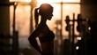 © Pichkan - Determined Woman's Silhouette Against Glowing Background in Gym