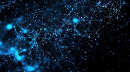 Wall Mural - a sleek black background with glowing blue digital lines forming a complex ai-generated circuit
